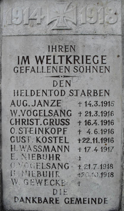 War Memorial - Wedelheine, Lower Saxony, Germany